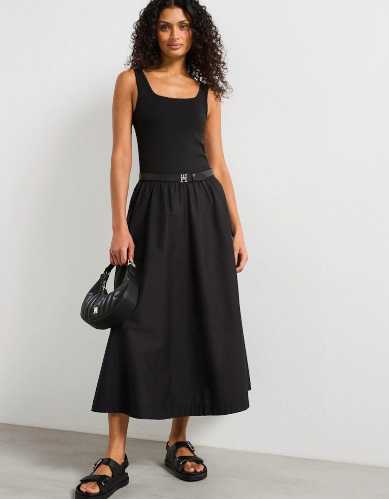 Slim Fit Midi Dress - Black