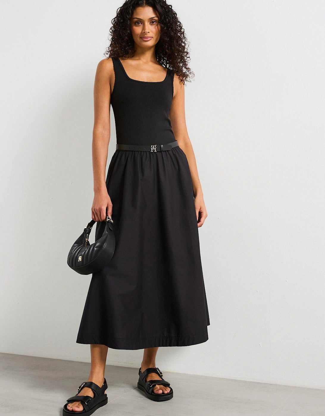 Slim Fit Midi Dress - Black, 2 of 1
