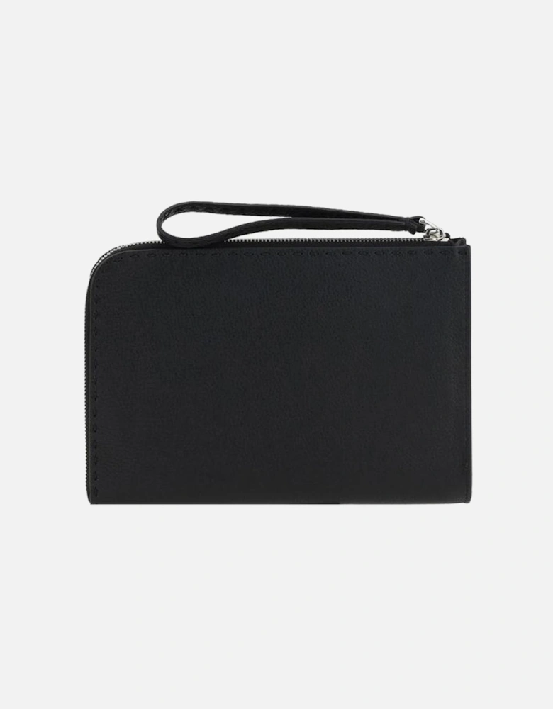 Grained Leather Clutch Bag with Monogram Detail Women - Black Handbags