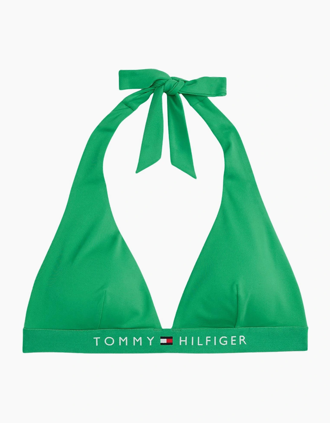 Tommy Hilfiger Women's TH Original Halterneck Bikini Top, Radiant Green - Size: XS