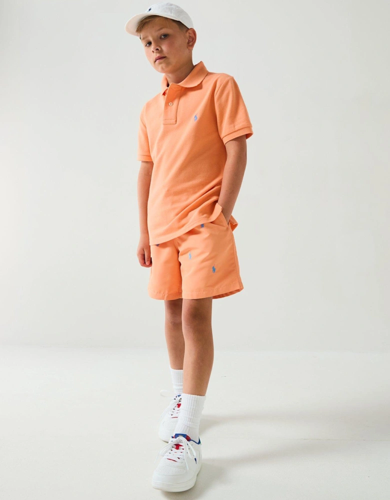 Boys Slim Short Sleeve Polo Shirt - Orange