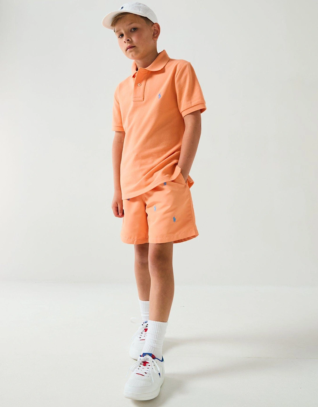 Boys Slim Short Sleeve Polo Shirt - Orange