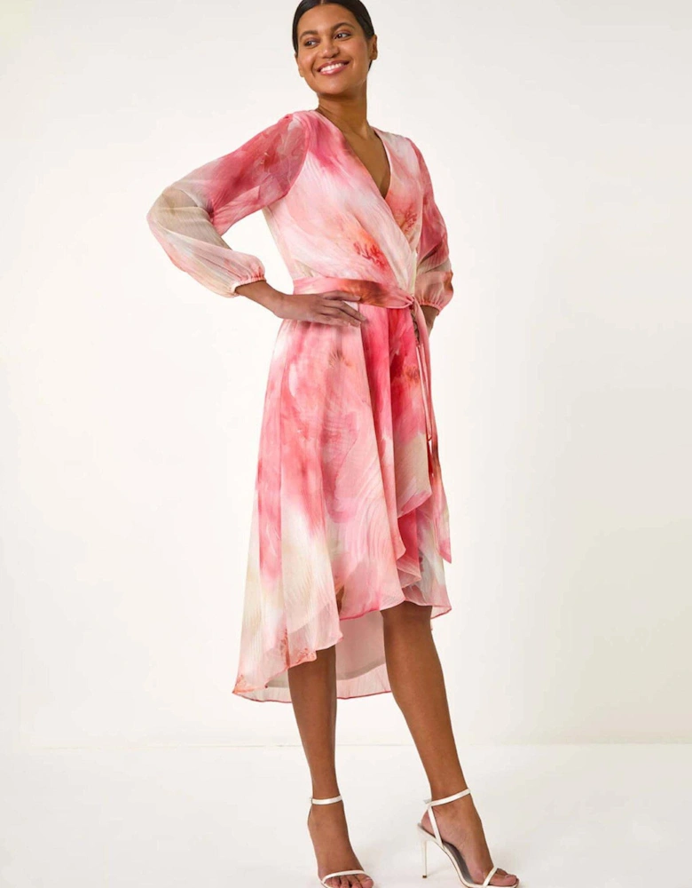 Ruffle Shimmer Midi Dress - Orange