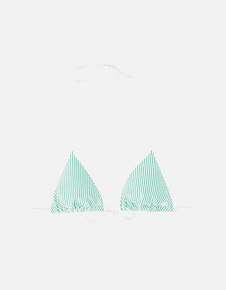 Seersucker Stripe Triangle Bikini Top, Radiant Green