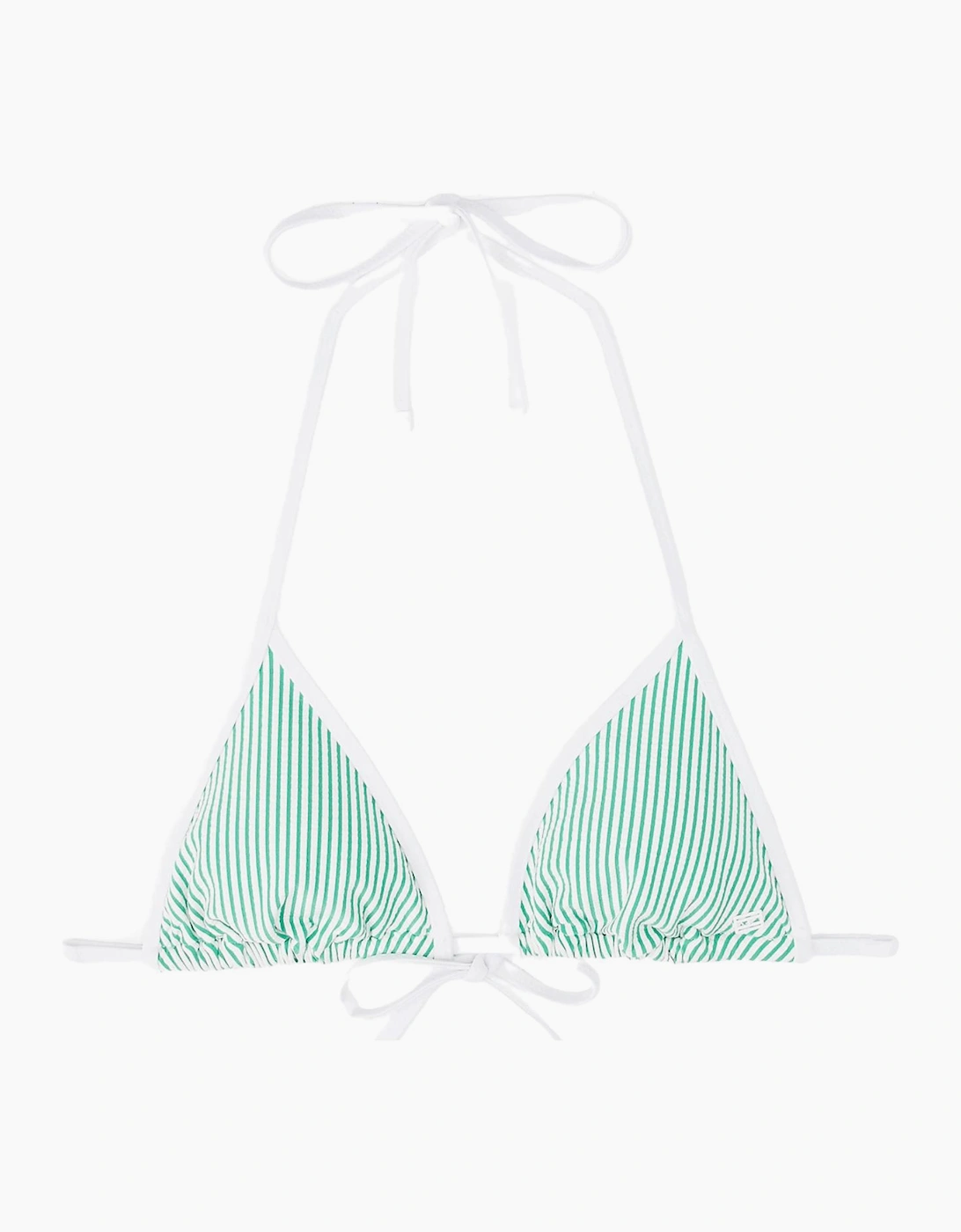 Tommy Hilfiger Women's Seersucker Stripe Triangle Bikini Top, Radiant Green - White - Size: S