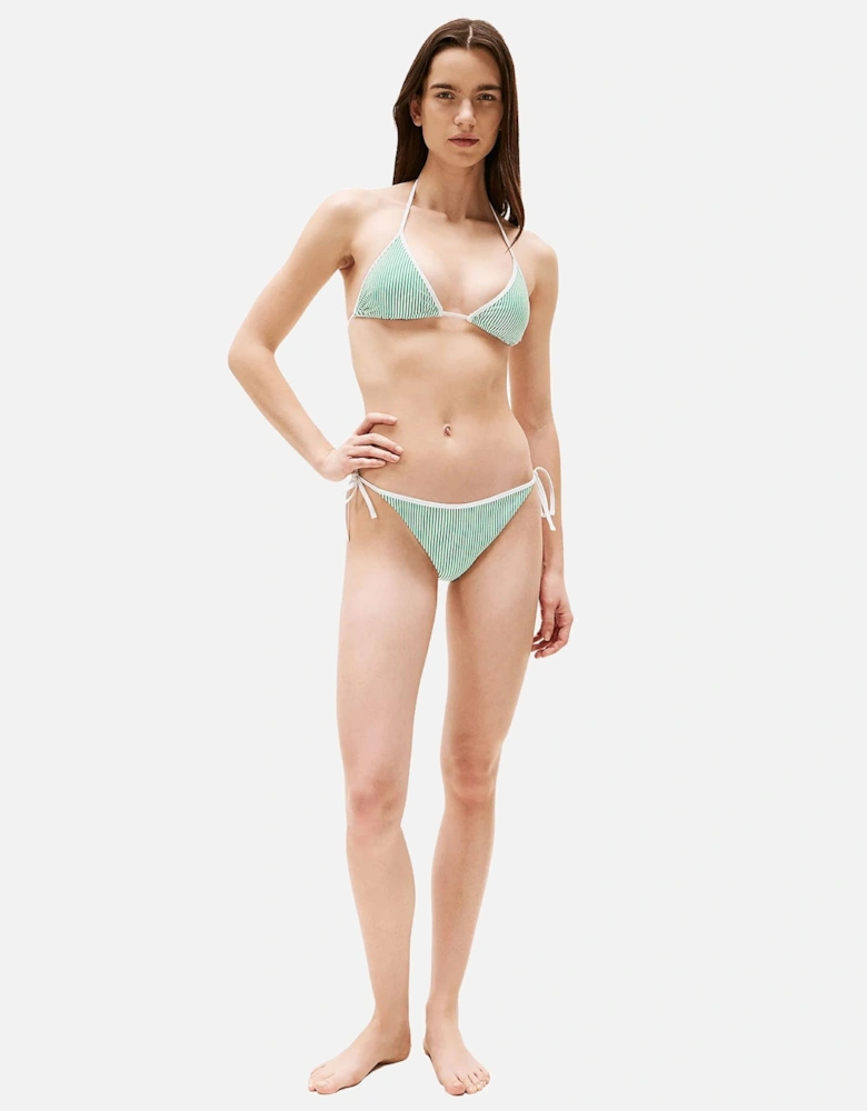 Seersucker Stripe Triangle Bikini Top, Radiant Green