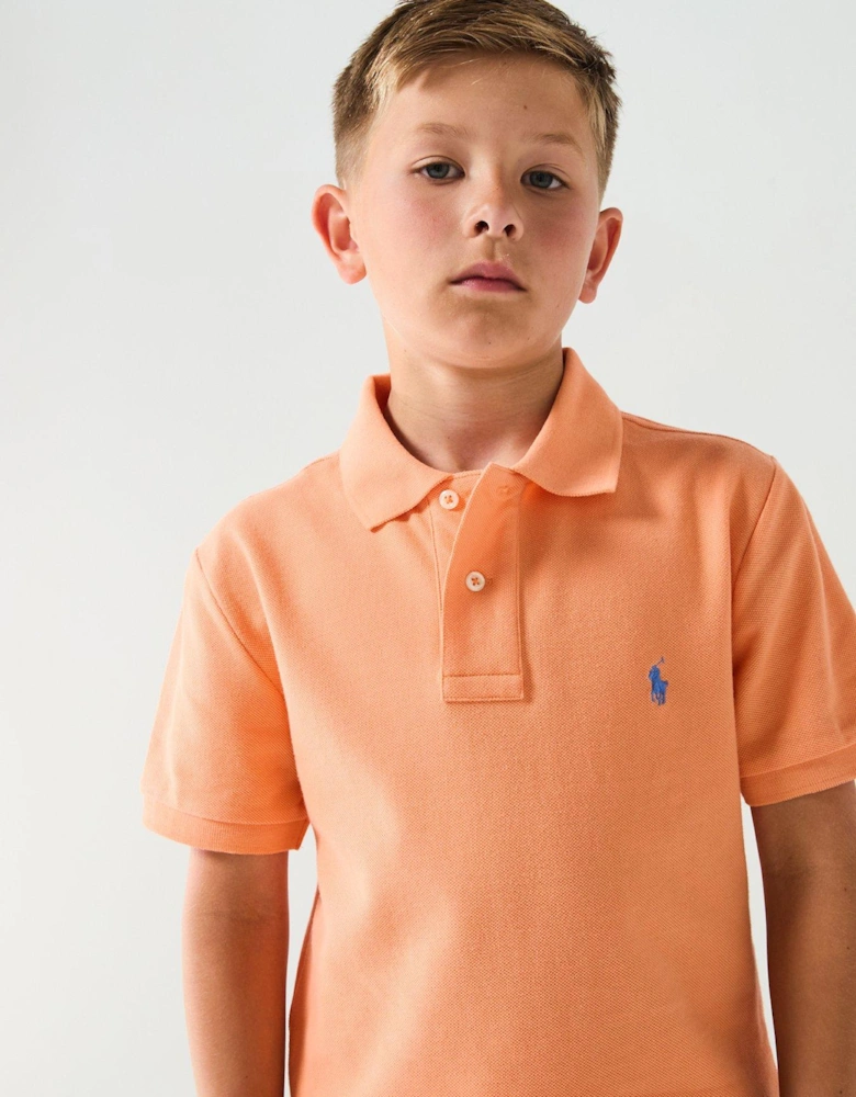 Boys Slim Short Sleeve Polo Shirt - Orange