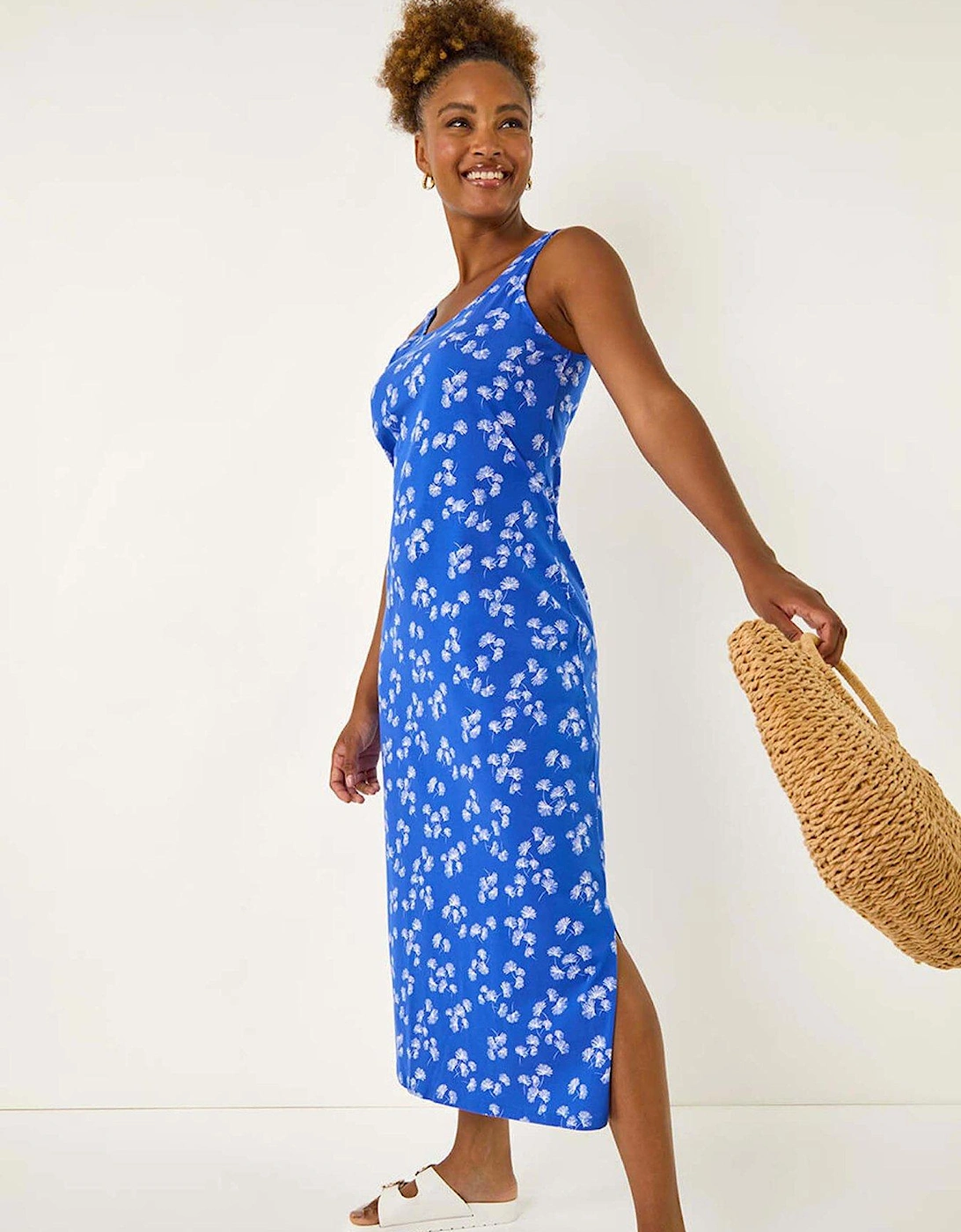 Dandelion Print Maxi Dress - Blue, 2 of 1