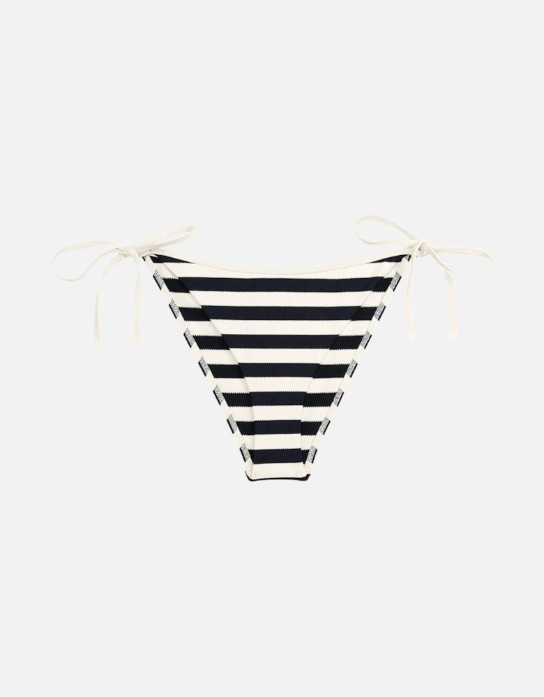 Nautical Stripe Ribbed Bikini Bottoms, Navy/Ivory