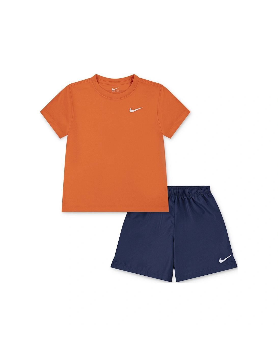 Kids Boys Dri-Fit Shorts And T-Shirt Set - Orange/Blue, 2 of 1