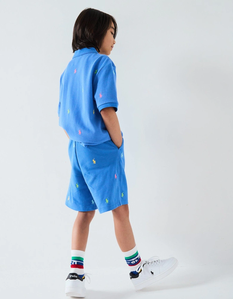 Boys All Over Pony Jog Shorts - Blue