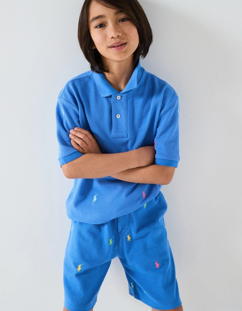 Boys All Over Pony Jog Shorts - Blue