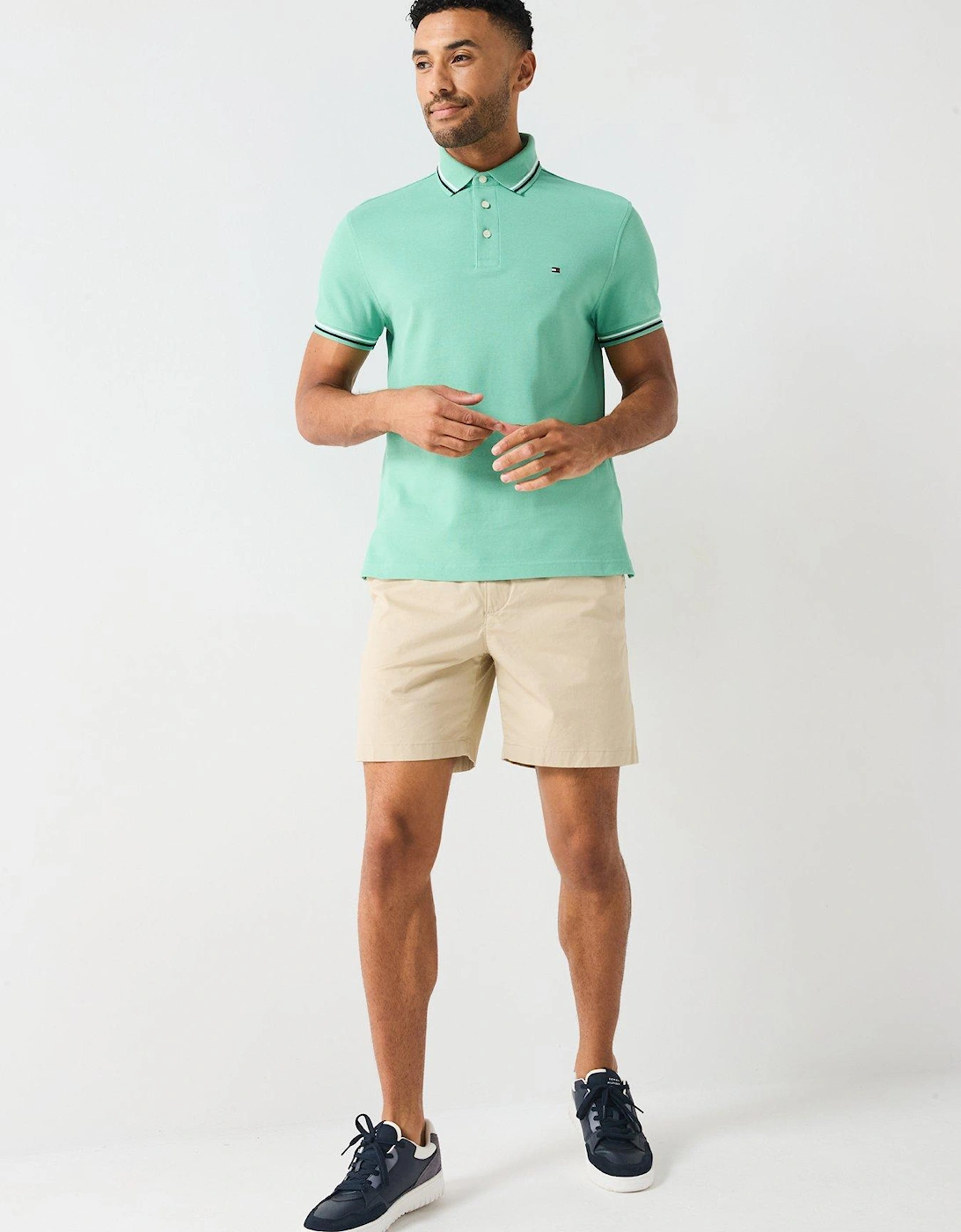 Slim Fit Tipped Polo Shirt - Green - Green