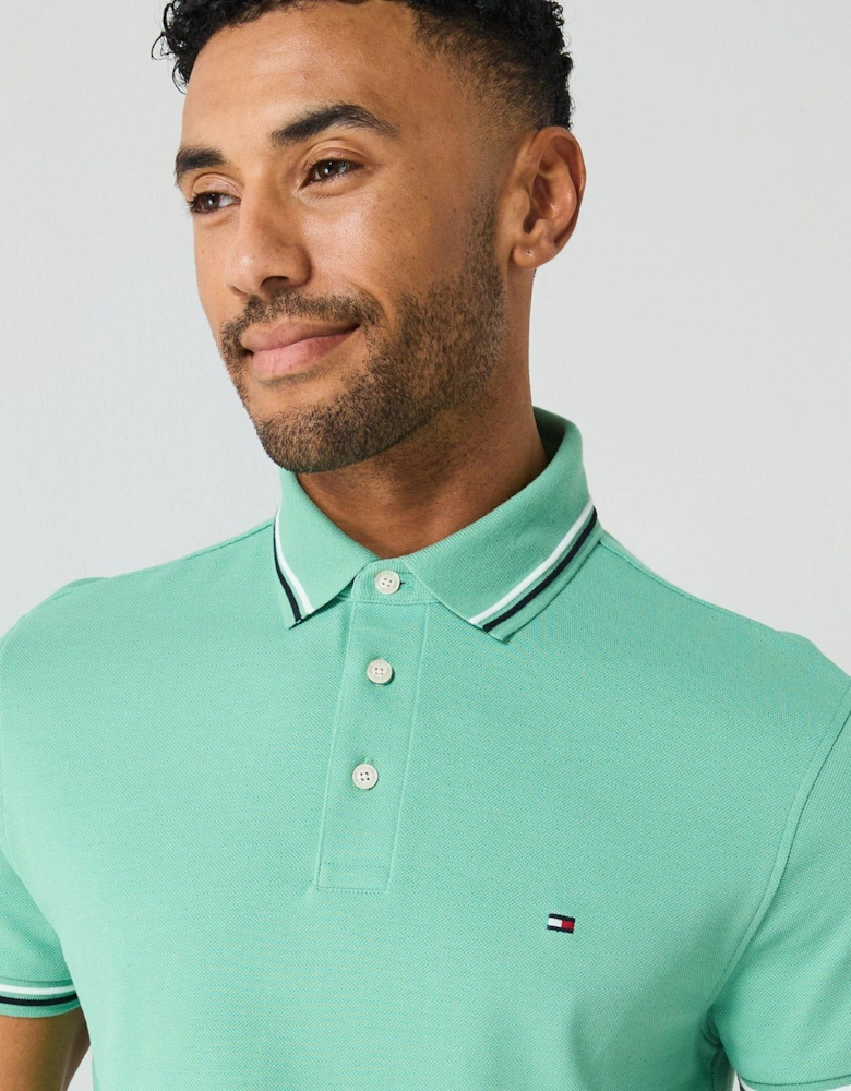 Slim Fit Tipped Polo Shirt - Green - Green