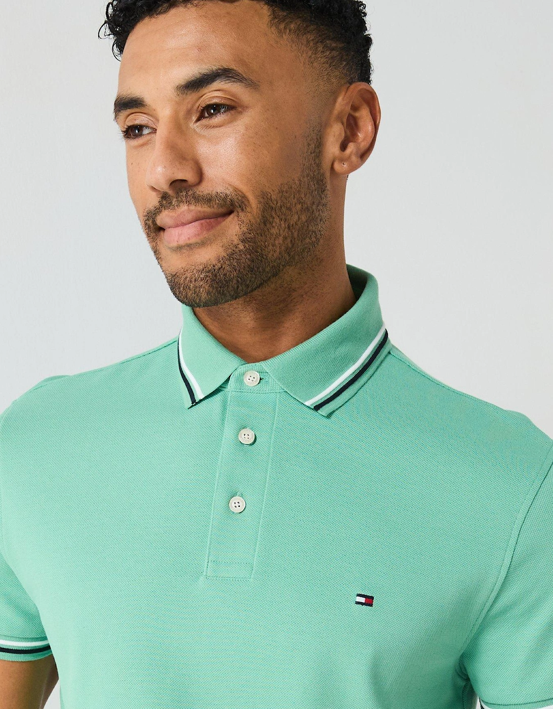 Slim Fit Tipped Polo Shirt - Green - Green
