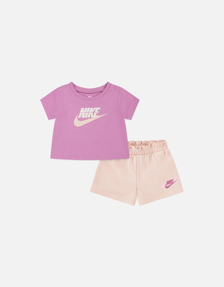 Kids Girls Jersey Shorts And T-Shirt Set - Pink