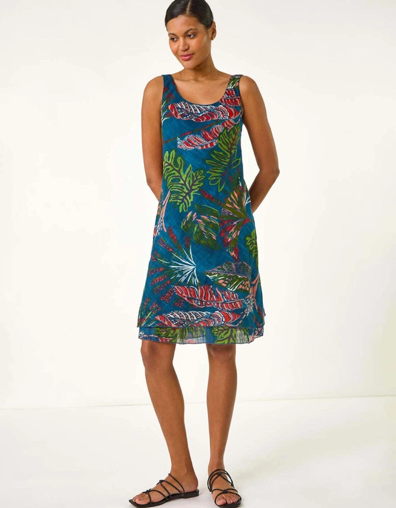 Tropical Double Layer Dress - Navy