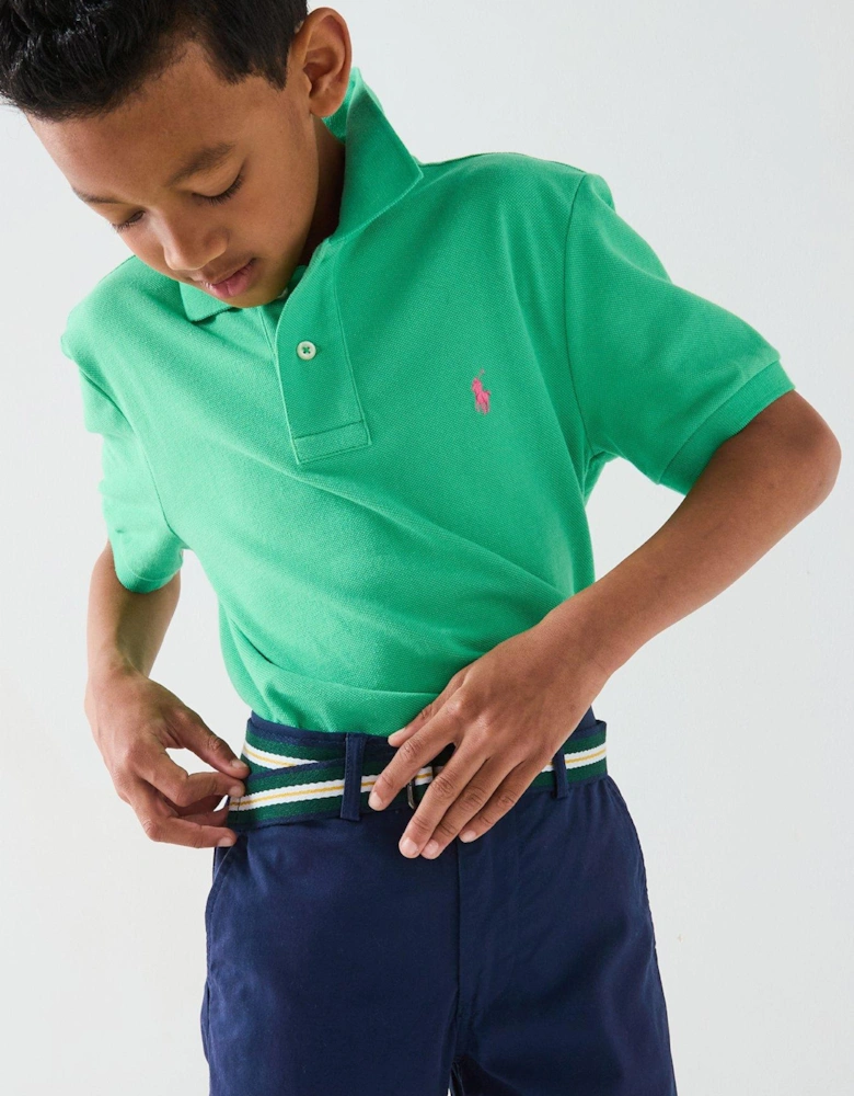 Boys Slim Short Sleeve Polo Shirt - Green