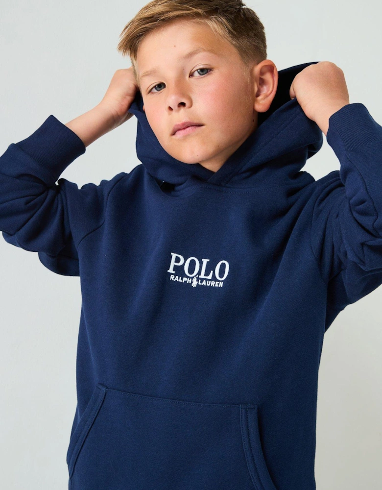 Boys Polo Logo Hoodie - Navy