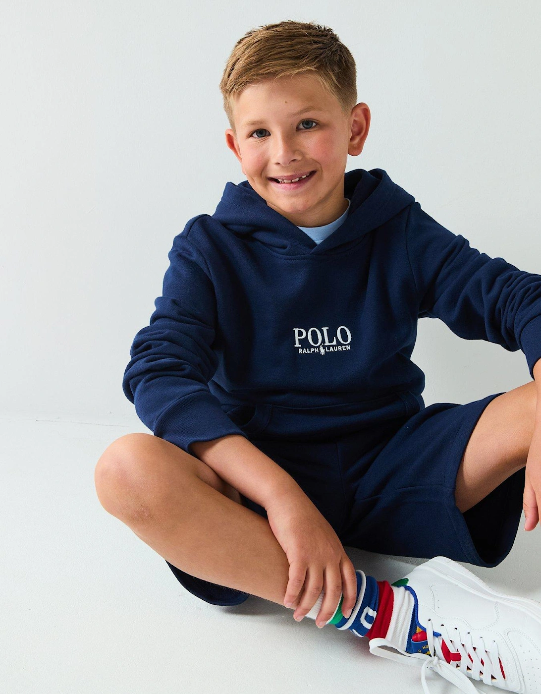 Boys Polo Logo Hoodie - Navy