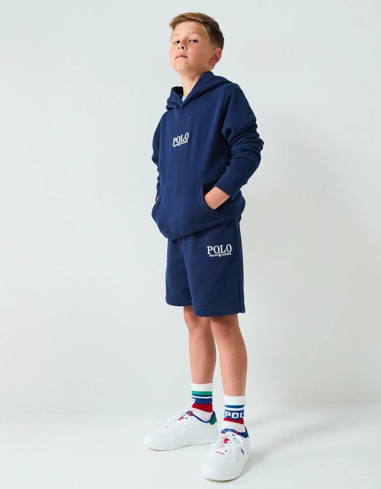 Boys Polo Logo Hoodie - Navy