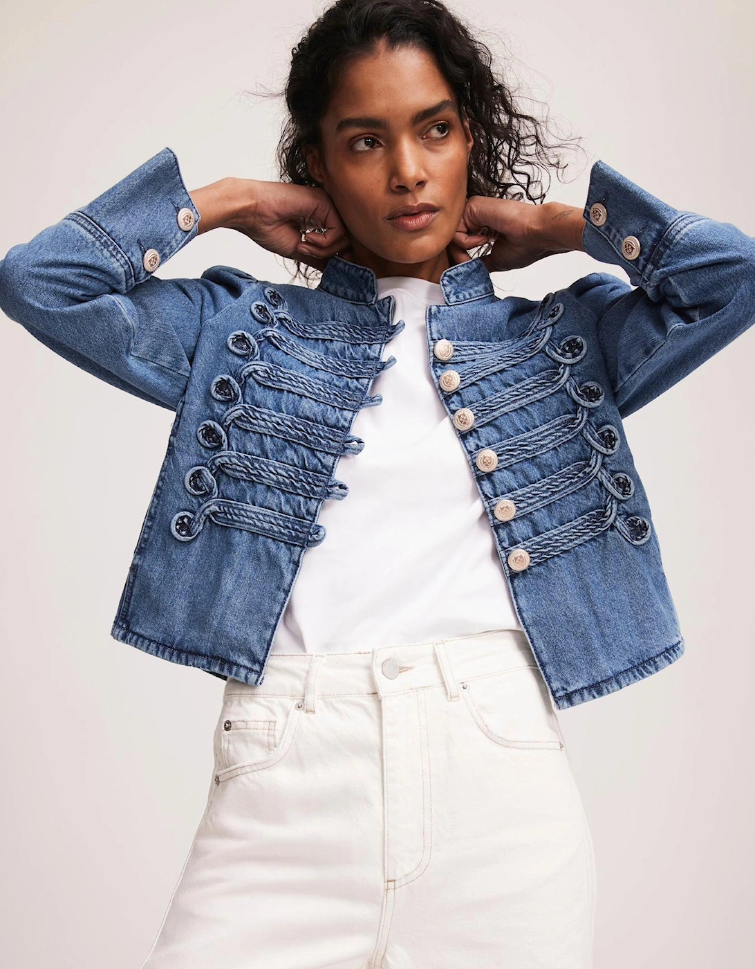 Indigo Wash Denim Military Jacket - Blue, 2 of 1