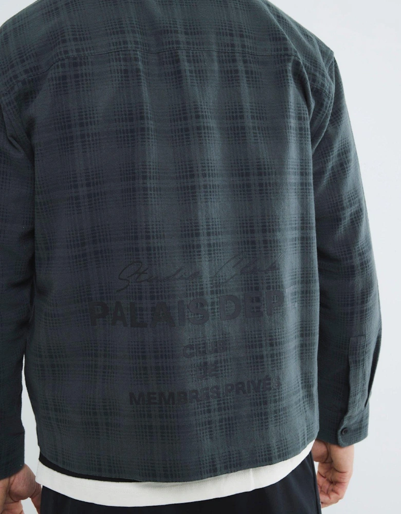 Long Sleeve Graphic Zip Shirt - Dark Grey