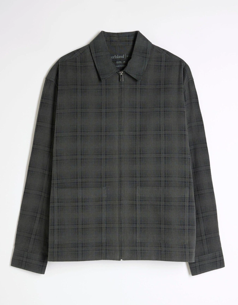 Long Sleeve Graphic Zip Shirt - Dark Grey