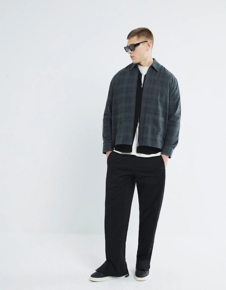Long Sleeve Graphic Zip Shirt - Dark Grey