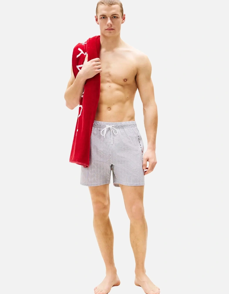 Original Stripe Mid Length Swim Shorts, Ithaca White/Desert Sky