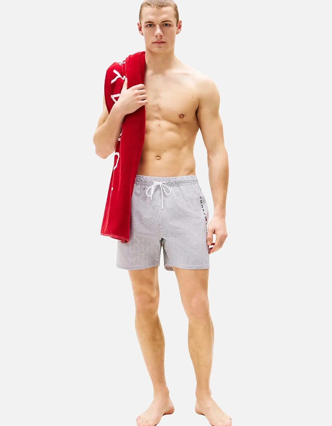 Original Stripe Mid Length Swim Shorts, Ithaca White/Desert Sky
