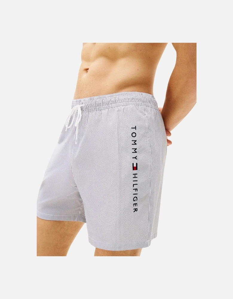 Original Stripe Mid Length Swim Shorts, Ithaca White/Desert Sky