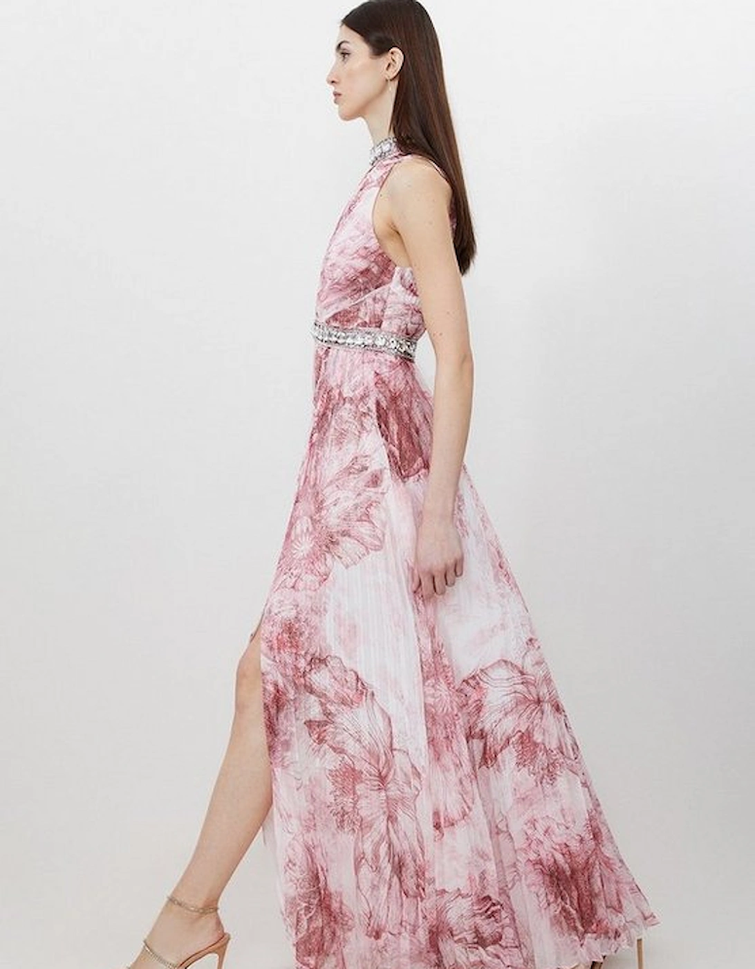 Tall Crystal Embellished Woven Split Maxi Dress, 5 of 4