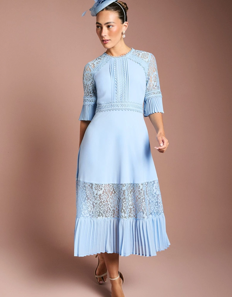 Lace Insert Midi Dress