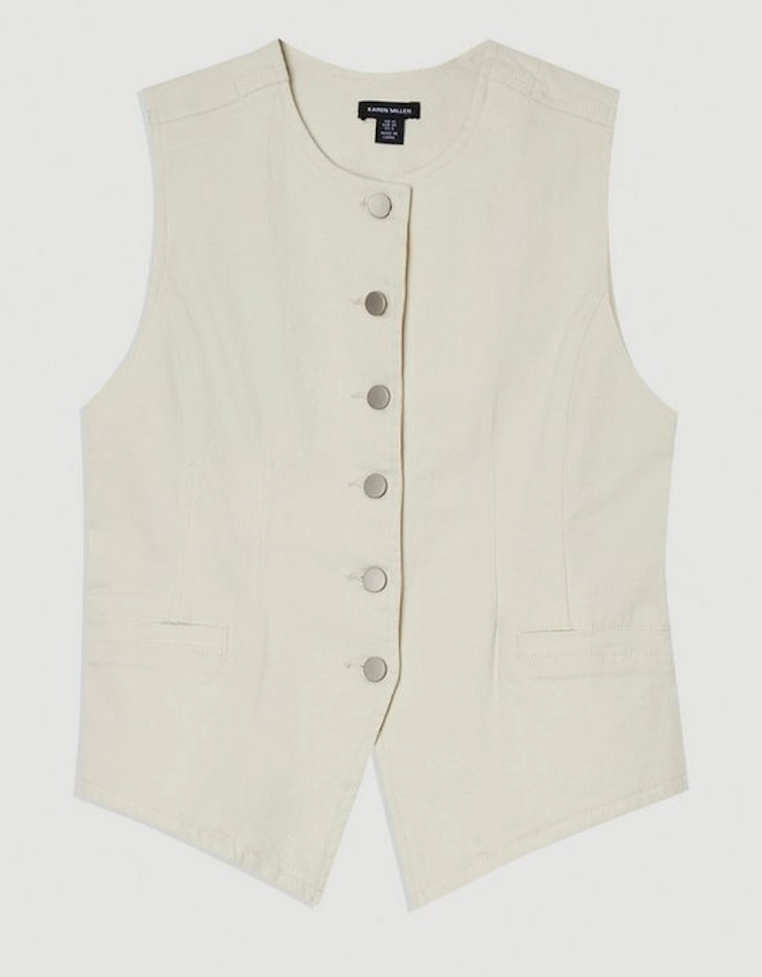 Denim High Neck Waistcoat
