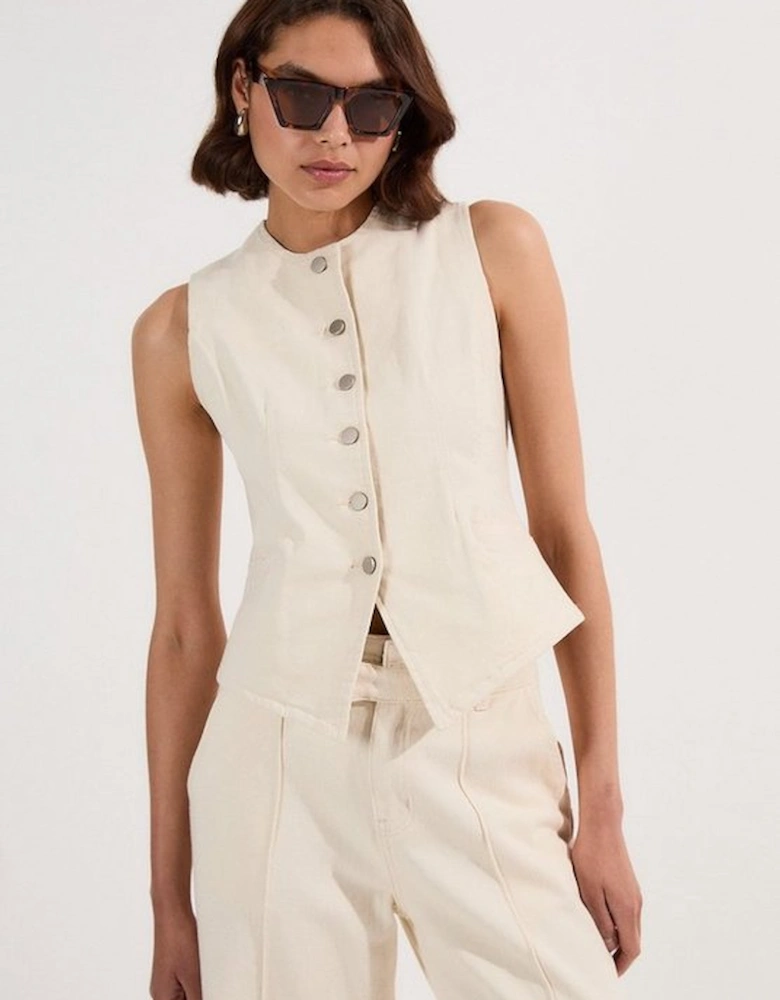 Denim High Neck Waistcoat