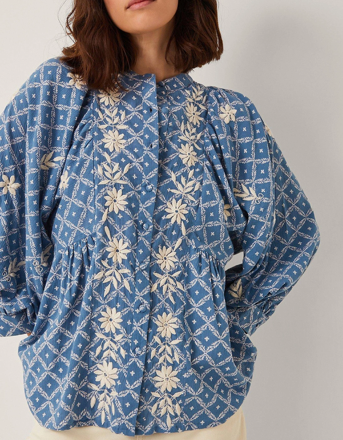 Deniz Embroidered Shirt - Blue, 2 of 1