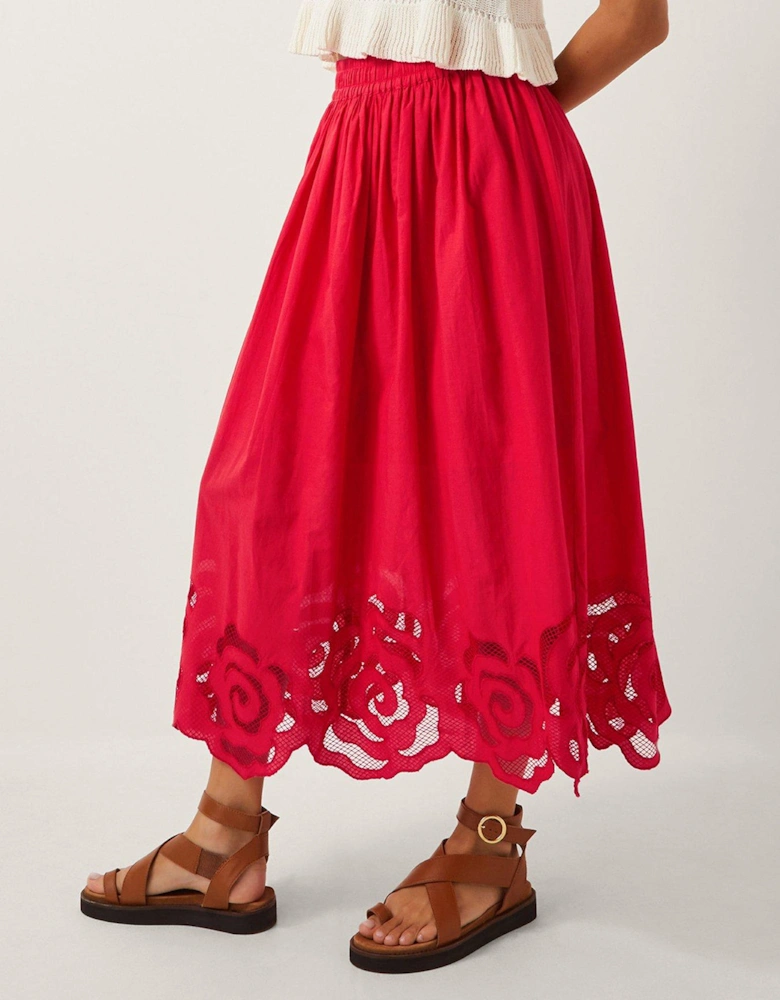 Grace Cutwork Skirt - Red