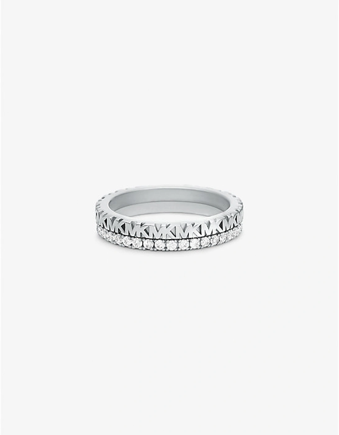 Precious Metal-Plated Sterling Silver Pavé Logo Ring