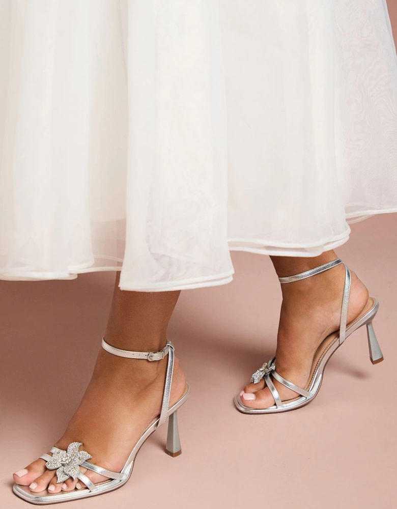Wide Fit Taleesa Diamante Corsage Detail High Heel Platform Sandals