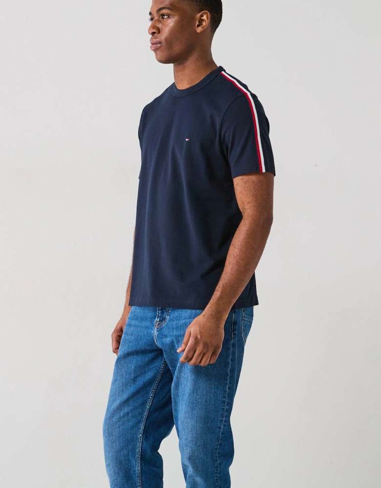 Global Stripe Tape T-Shirt - Navy