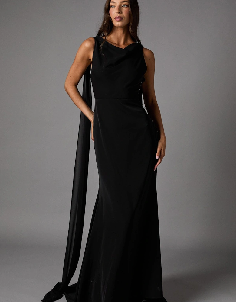 Chiffon Cowl Back Detail Maxi Dress