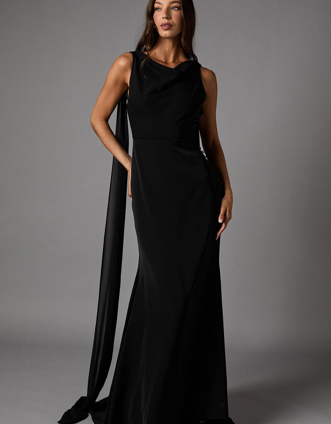 Chiffon Cowl Back Detail Maxi Dress, 2 of 1
