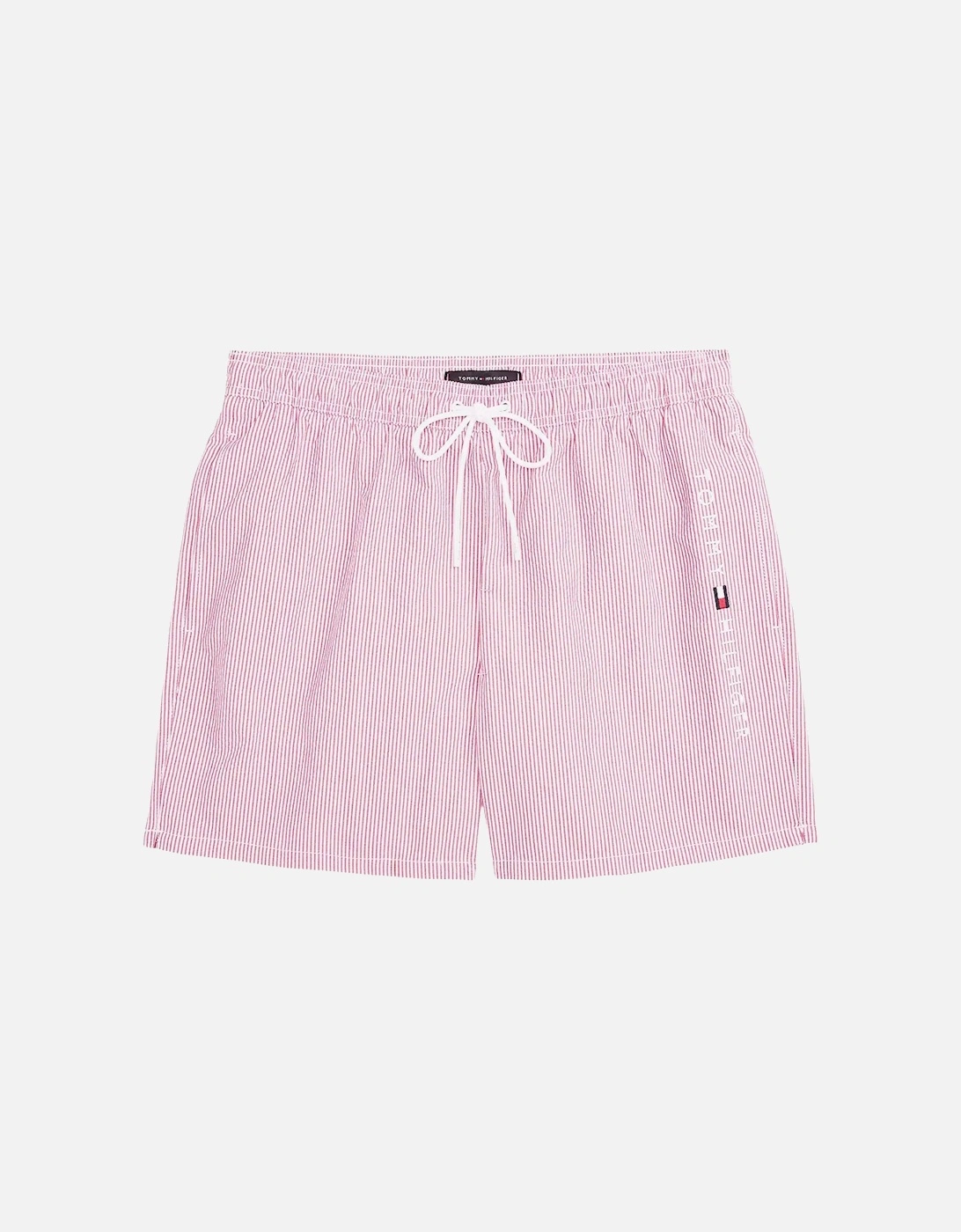 Original Stripe Mid Length Swim Shorts, Ithaca White/Medium Red, 6 of 5
