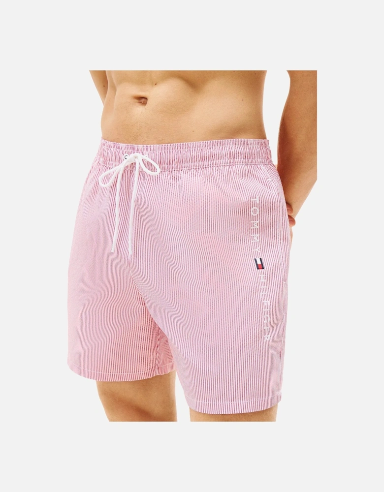 Original Stripe Mid Length Swim Shorts, Ithaca White/Medium Red