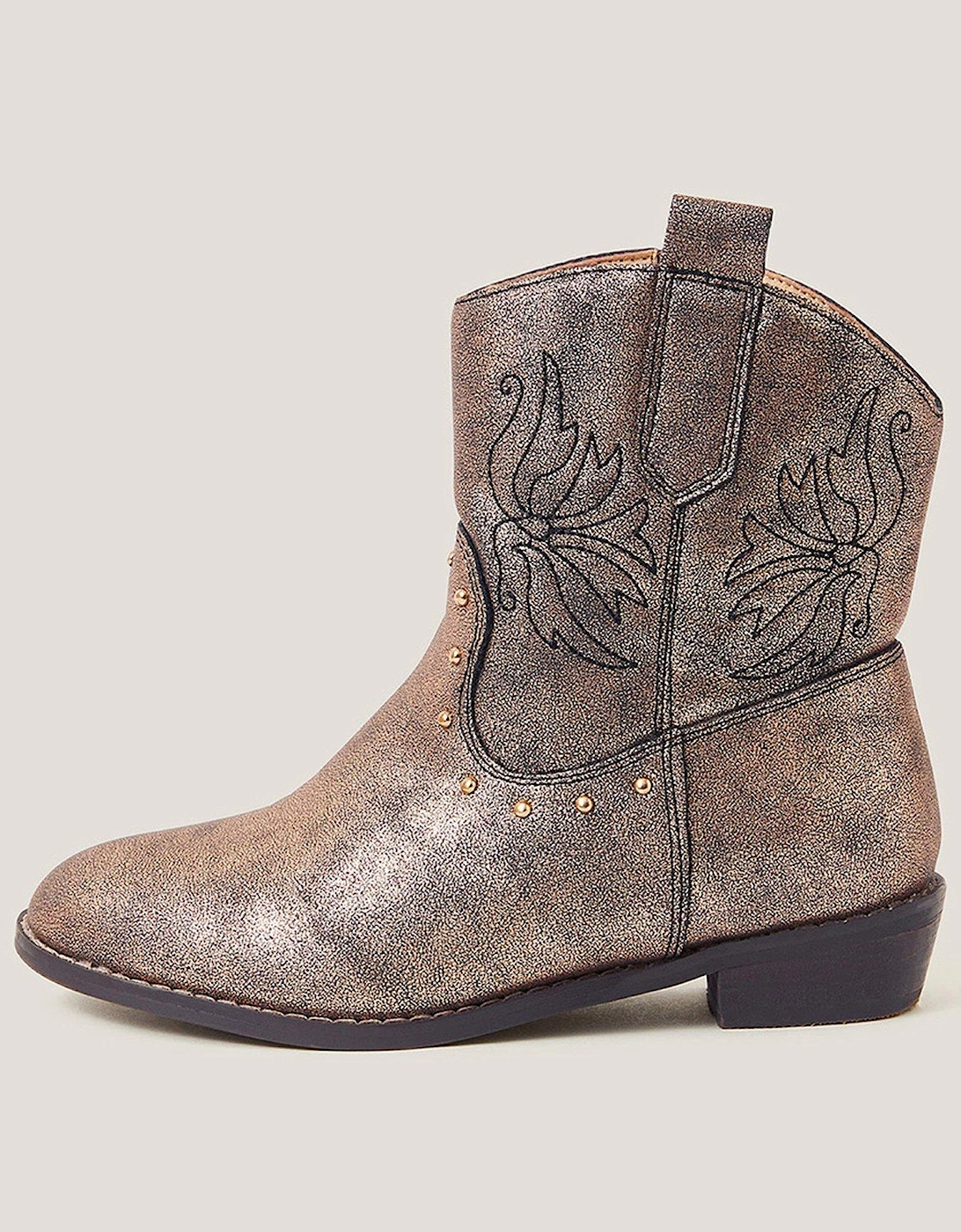 Girls Brooke Cowboy Boots - Bronzed, 2 of 1