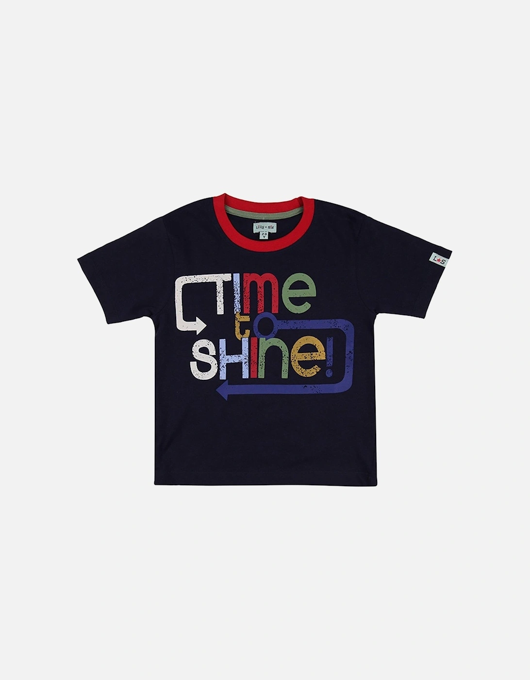 Boys Time To Shine Slogan Print Top - Navy, 2 of 1