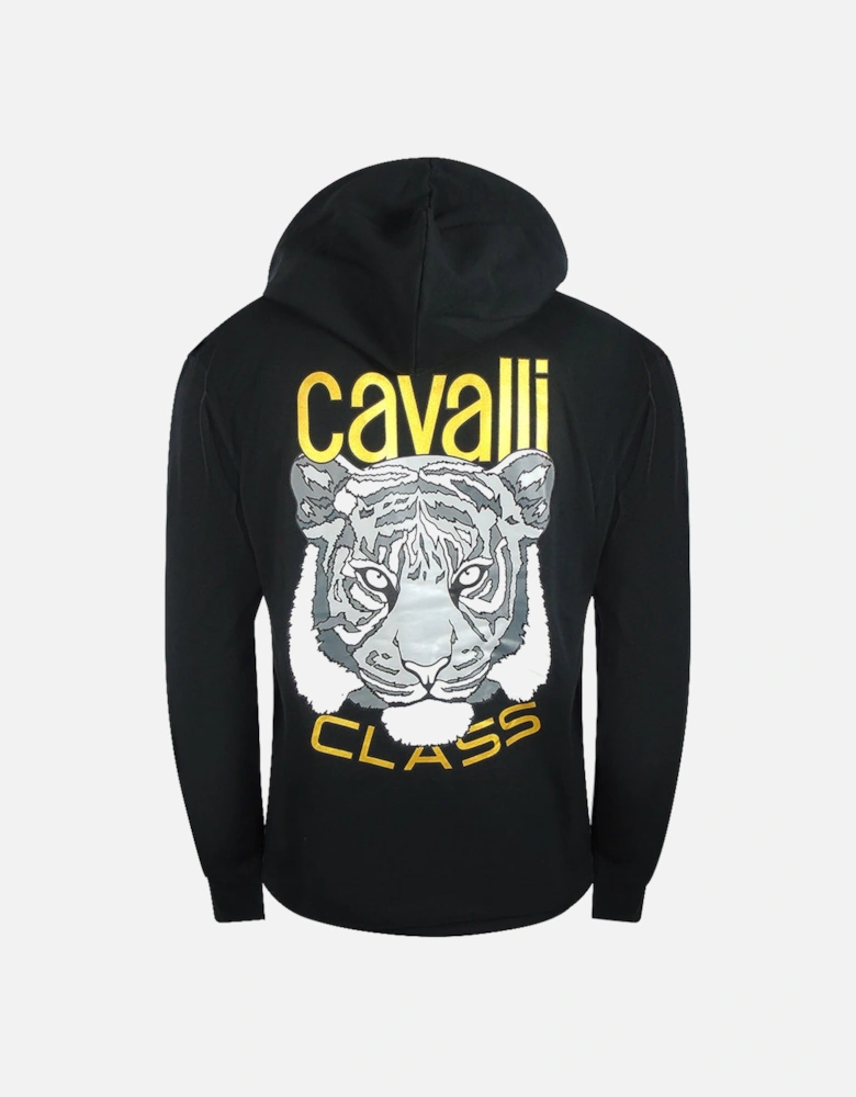 Cavalli Class Bold Tiger Graphic Black Hoodie
