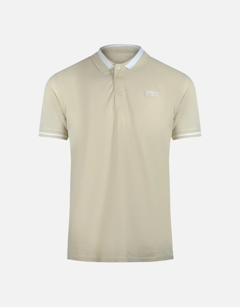Cavalli Class Bold Stripe Beige Sand Polo Shirt