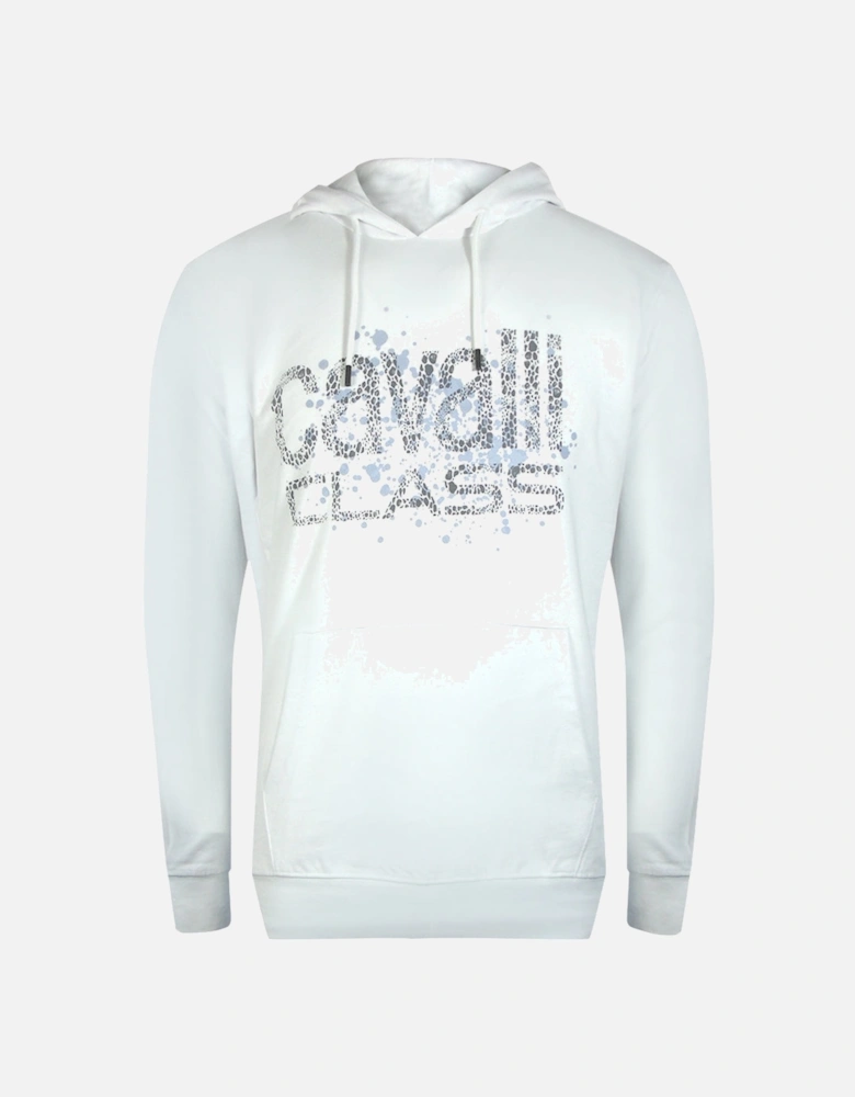 Cavalli Class Cracked Sprayed logo Off White Hoodie